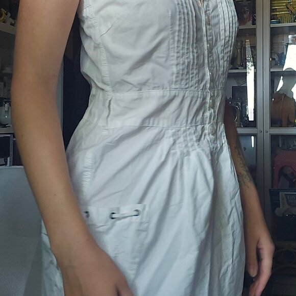 White Vintage babydoll Sundress with pockets! - Picture 4 of 6